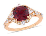3.50 Carat (ctw) Garnet and White Sapphire Ring in 14K Rose Pink Gold